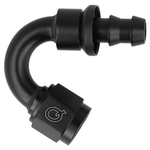 Raccord QSP Femelle 150° D04 pour durite Push-On   -   Noir