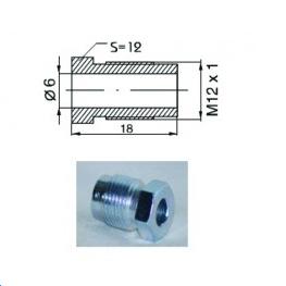 Raccord mâle M12 x 1   (Diam. Int= 6mm)