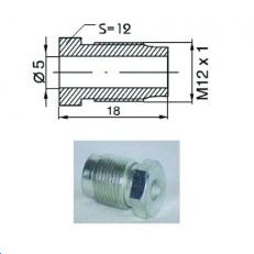 Raccord mâle M12 x 1   (Diam. Int= 5mm)