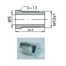 Raccord mâle M12 x 1   (Diam. Int= 5mm)