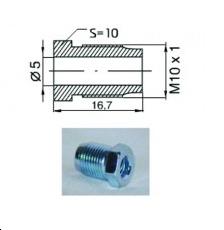 Raccord mâle M10 x 1   (Diam. Int= 5mm)