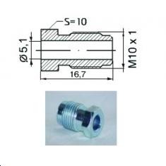 Raccord mâle M10 x 1   (Diam. Int= 5,1mm)