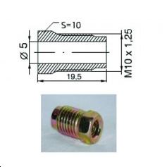 Raccord mâle M10 x 1,25   (Diam. Int= 5mm)