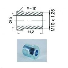 Raccord mâle M10 x 1,25   (Diam. Int= 5mm)