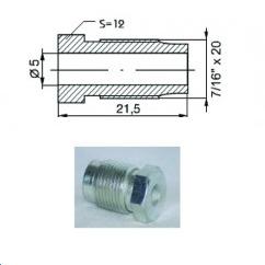 Raccord mâle 7/16''UNF   (Diam. Int= 5mm)