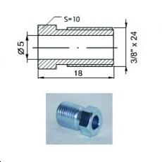 Raccord mâle 3/8''UNF   (Diam. Int= 5mm)